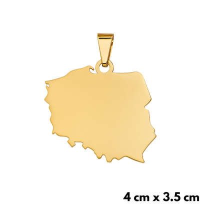 Map of Poland Pendant Gold