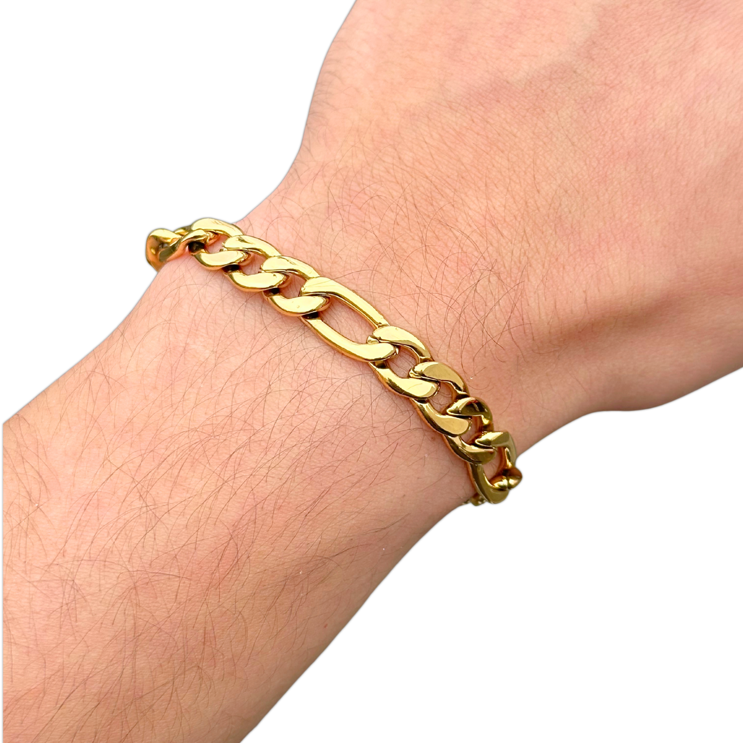 Gold Figaro Bracelet - 9mm