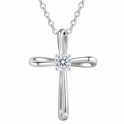Women's S925 Moissanite Lumi Cross Necklace - 0.30ct