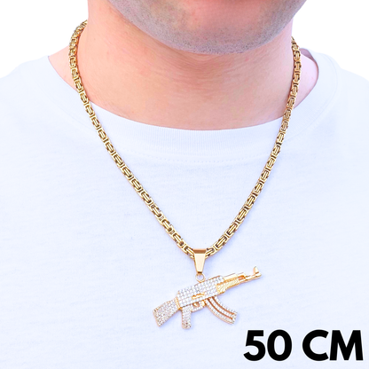 SET - Gold Royal Chain 4mm + AK Pendant Gold