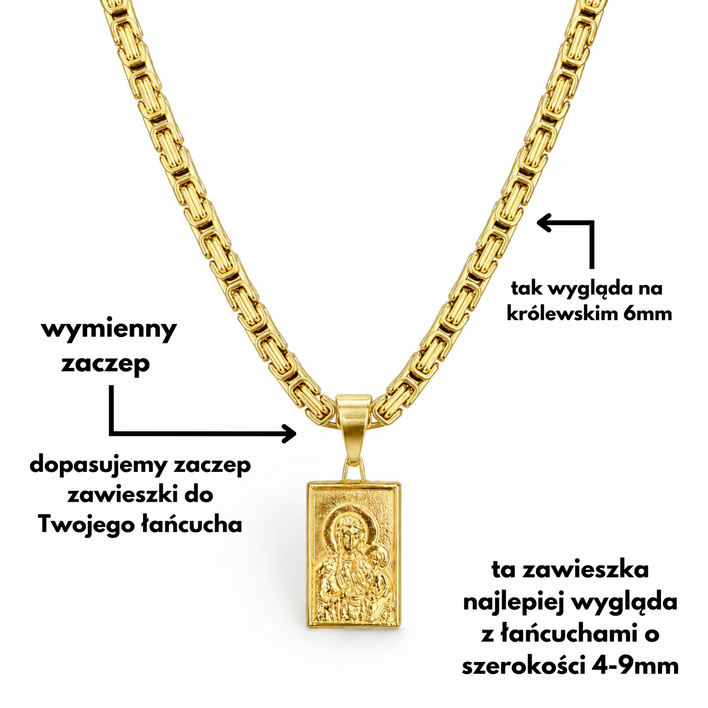 Black Madonna of Częstochowa Pendant Gold