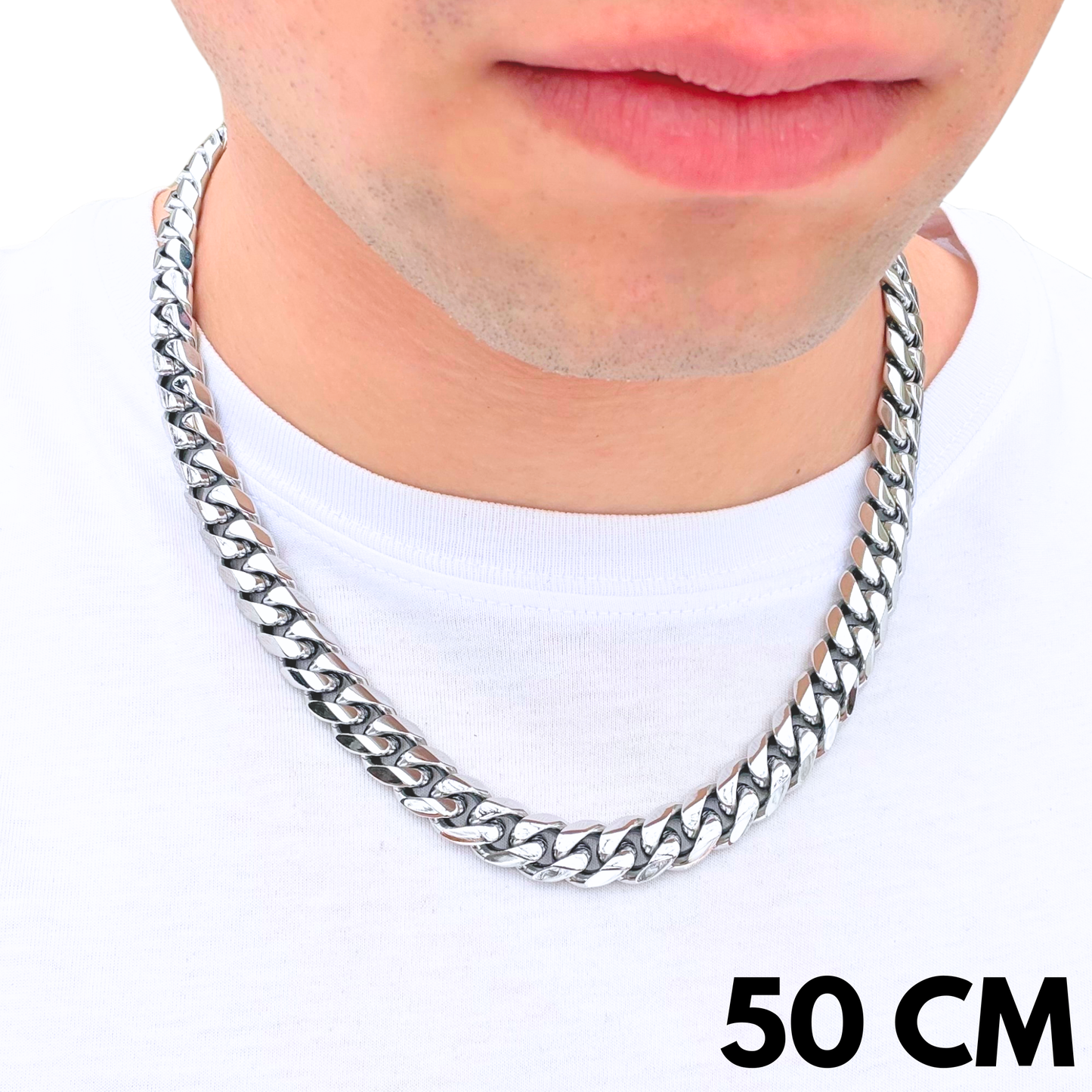 White Gold Cuban Chain - 12mm