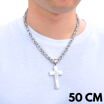 SET - Imperial Chain 6mm + Royal Cross Pendant White Gold