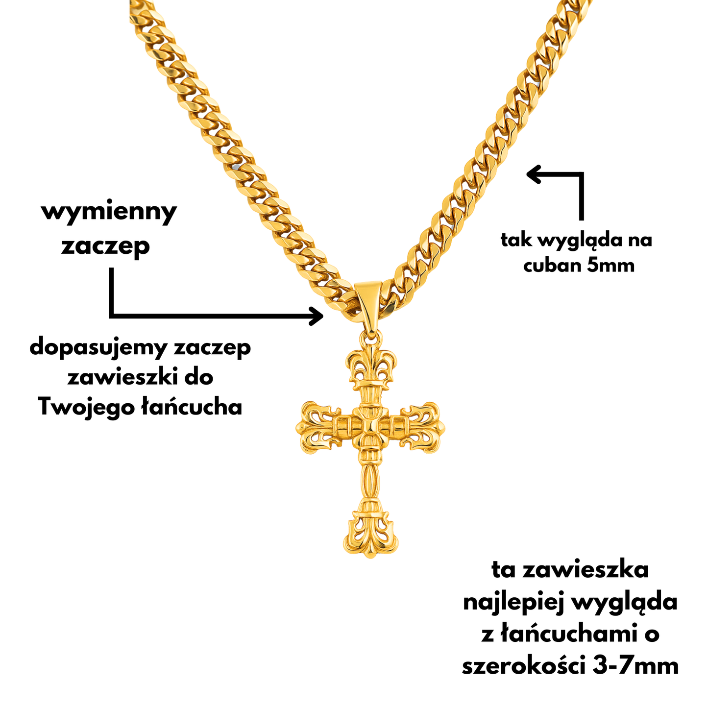 Baroque Cross Pendant Gold