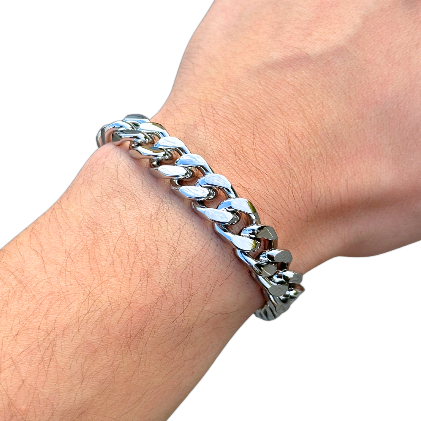 White Gold Cuban Bracelet - 12mm
