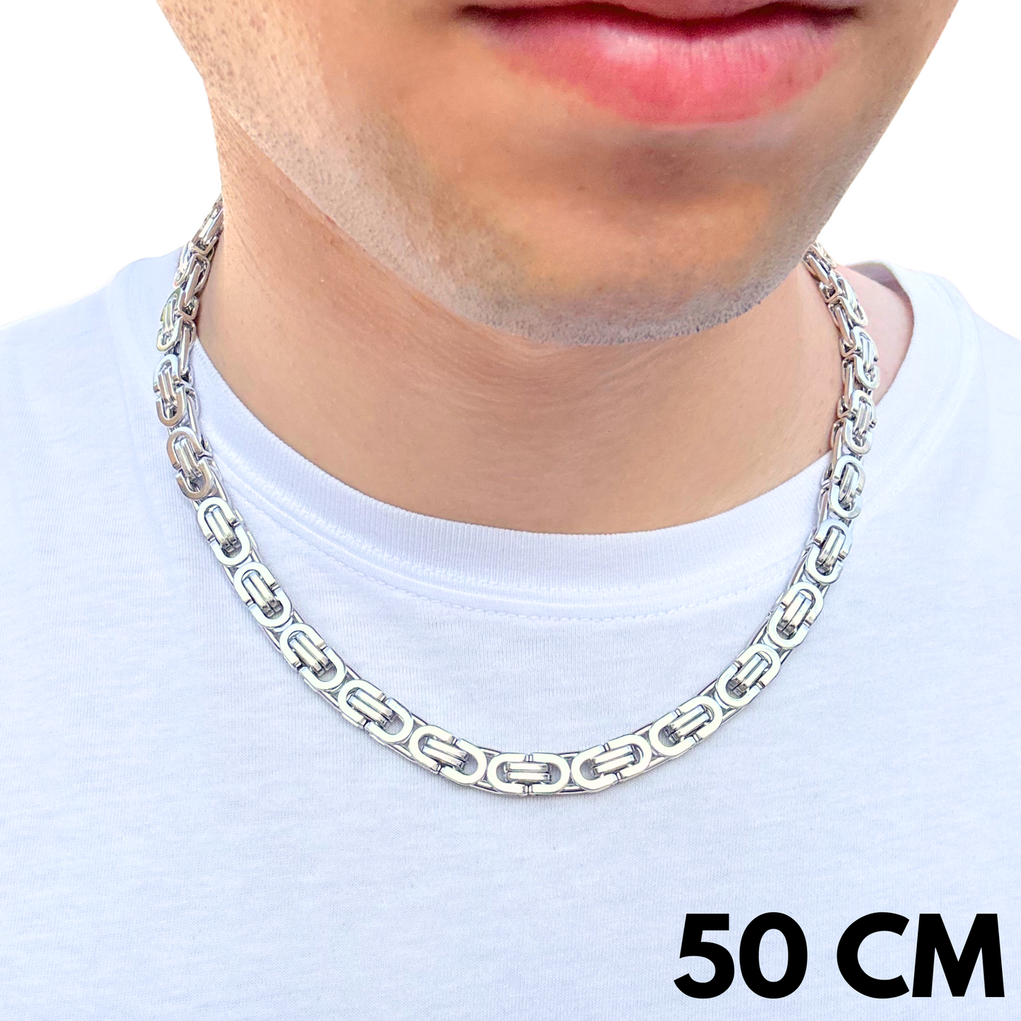 White Gold Noble Chain - 8mm