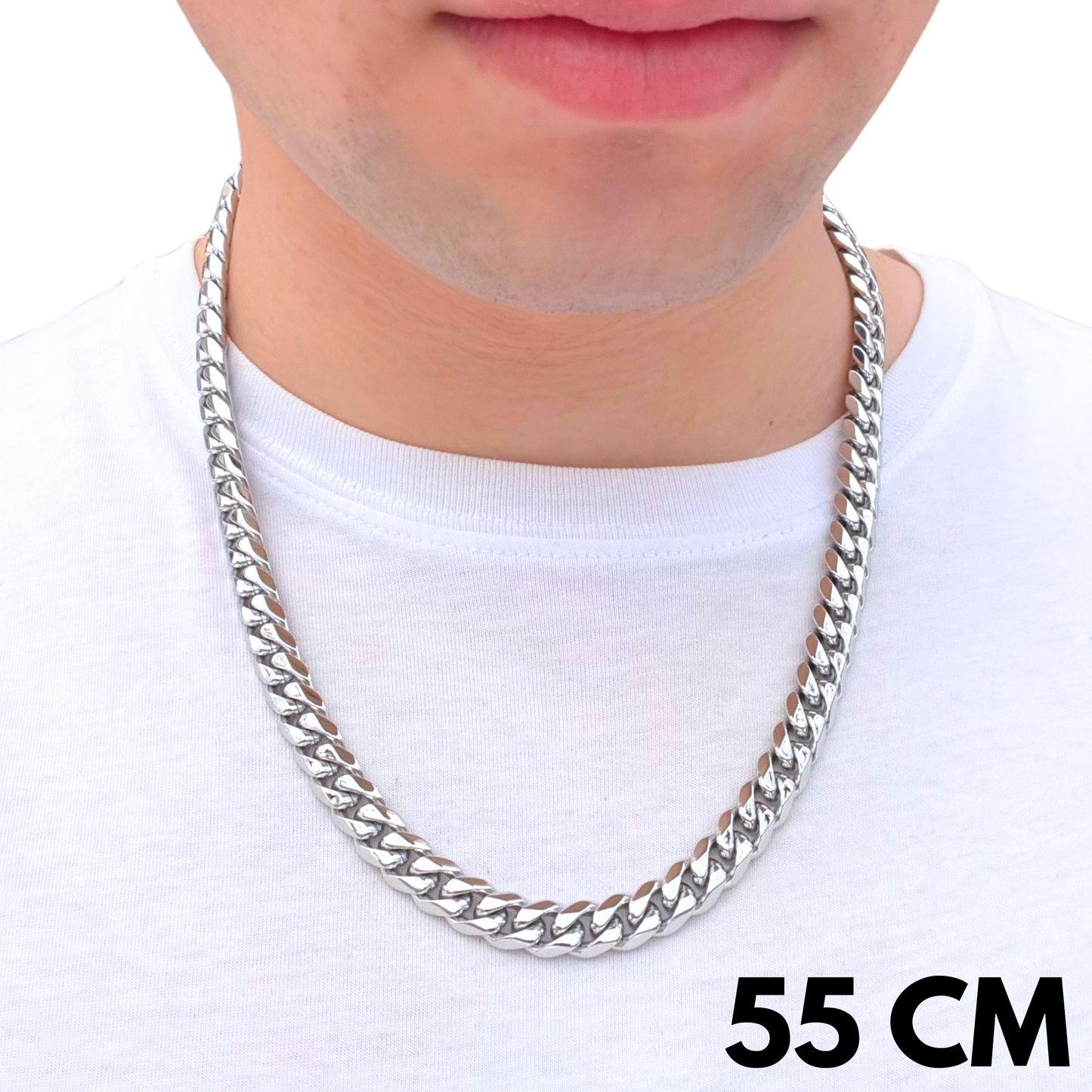 White Gold Cuban Chain - 10mm