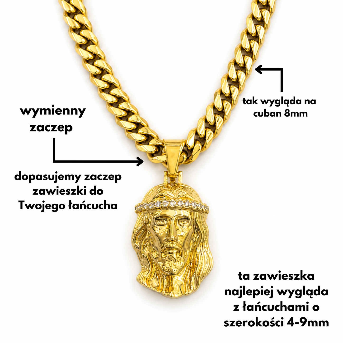 Jesus Diamond Crown Pendant Gold