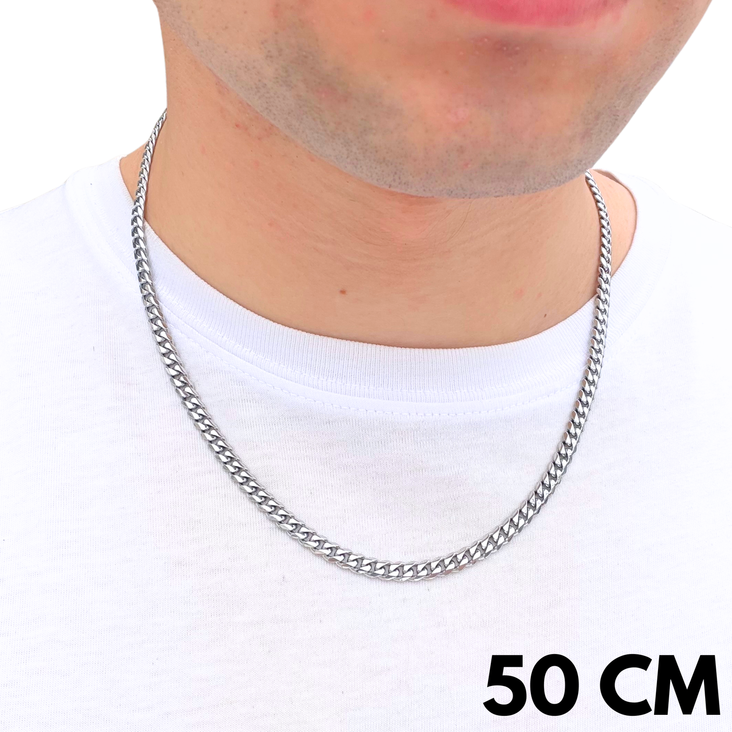 White Gold Cuban Chain - 5mm