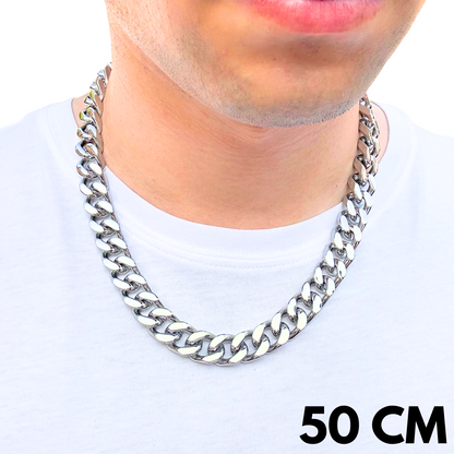 White Gold Cuban Chain - 14mm