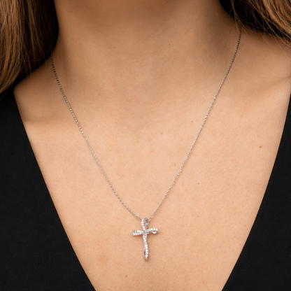 Women's S925 Moissanite Oval Cross Necklace - 0.192ct
