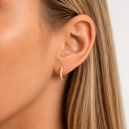 Women's Gold S925 Diamond Hoop Earrings