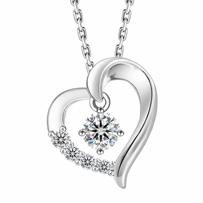 Women's White Gold S925 Moissanite Crystal Heart Necklace