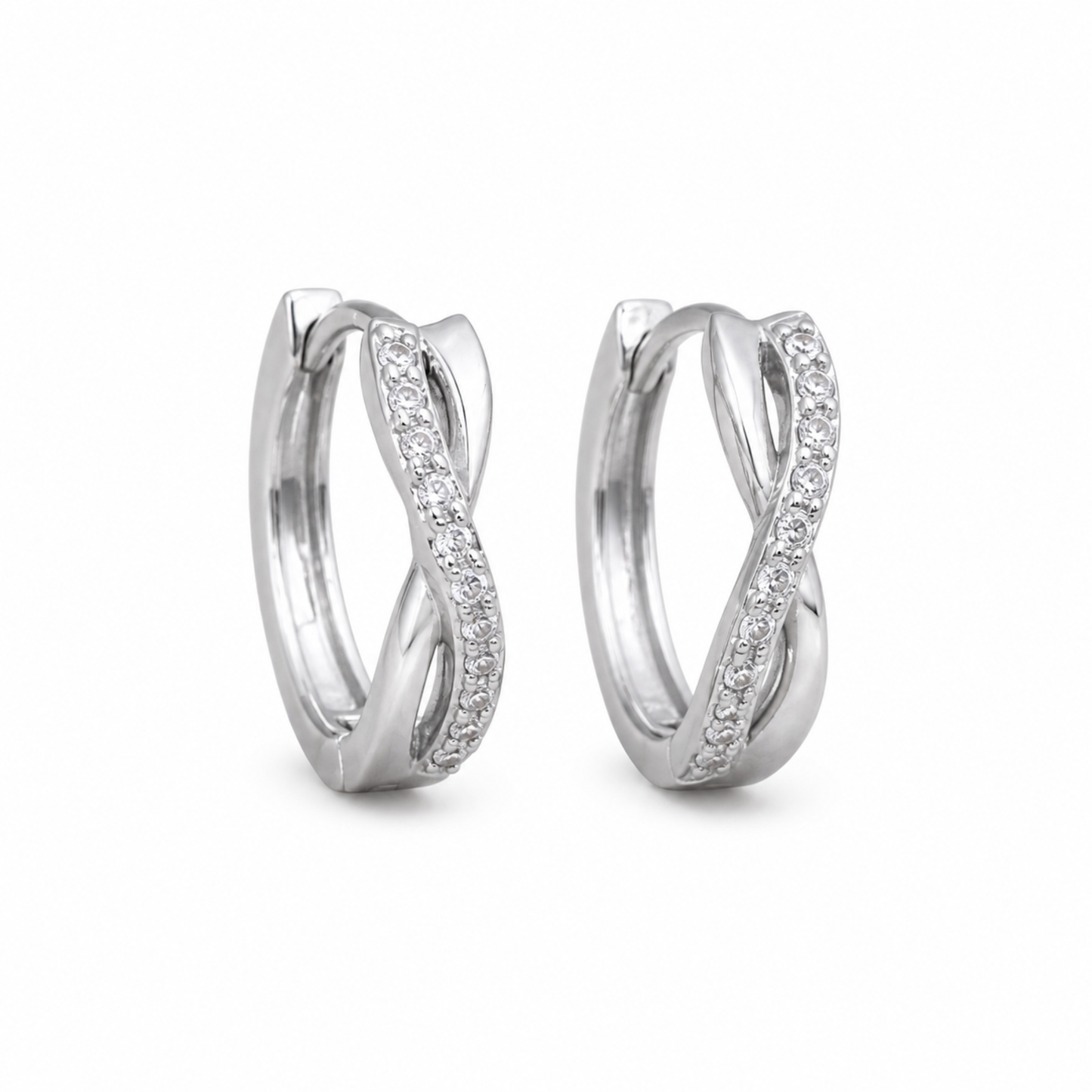 Kolczyki Crystal Infinity Hoop S925 Białe Złoto Damskie
