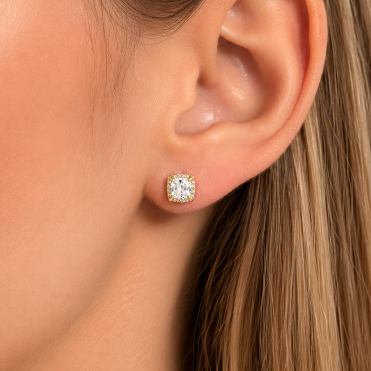 Women's Gold S925 Square Earrings