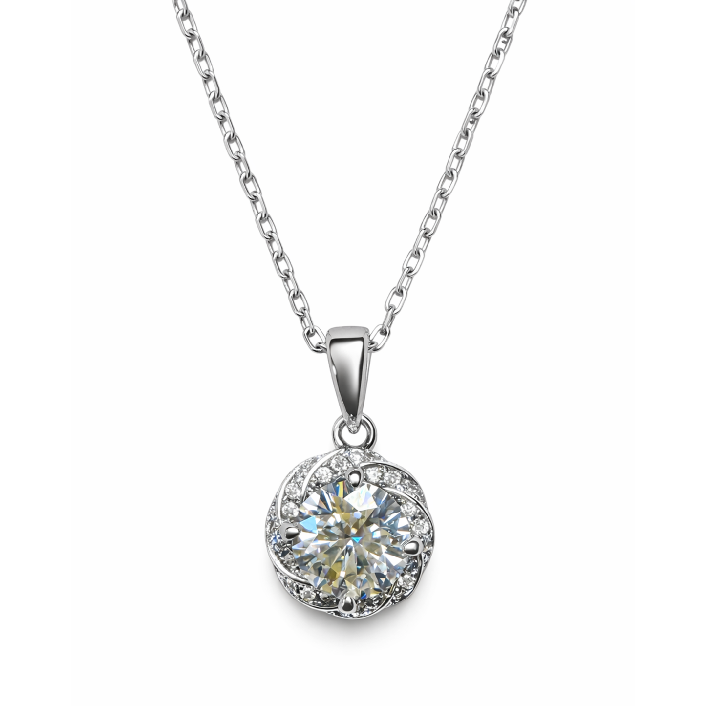 Women's White Gold S925 Moissanite Luna Necklace - 1ct