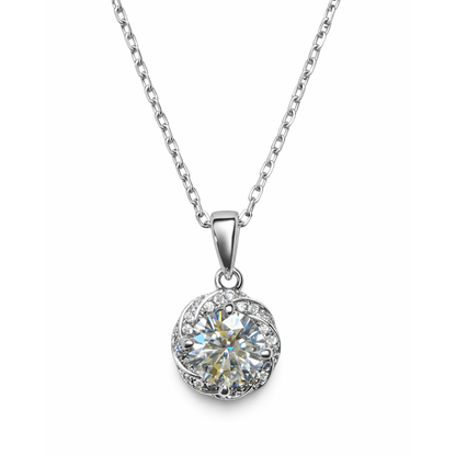 Women's White Gold S925 Moissanite Luna Necklace - 1ct