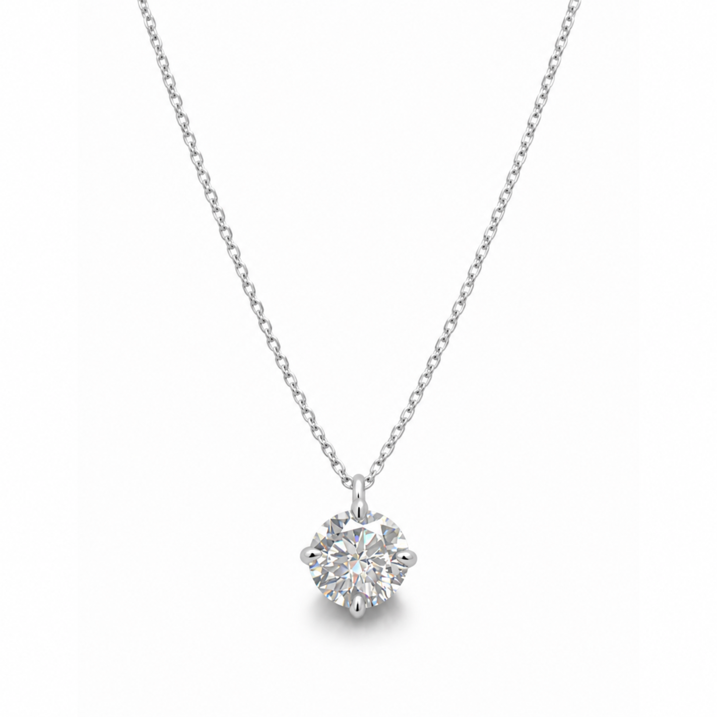 Women's White Gold S925 Moissanite Crystal Necklace - 1ct