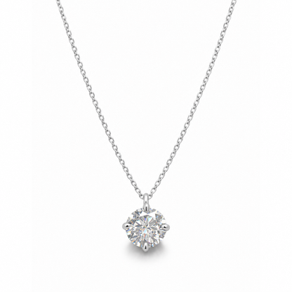Women's White Gold S925 Moissanite Crystal Necklace - 1ct