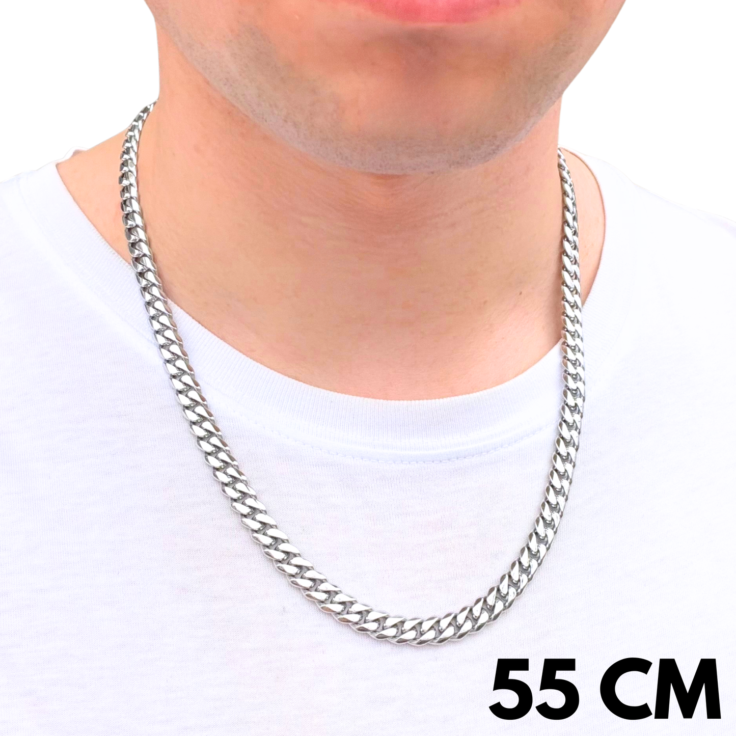 White Gold Cuban Chain - 8mm