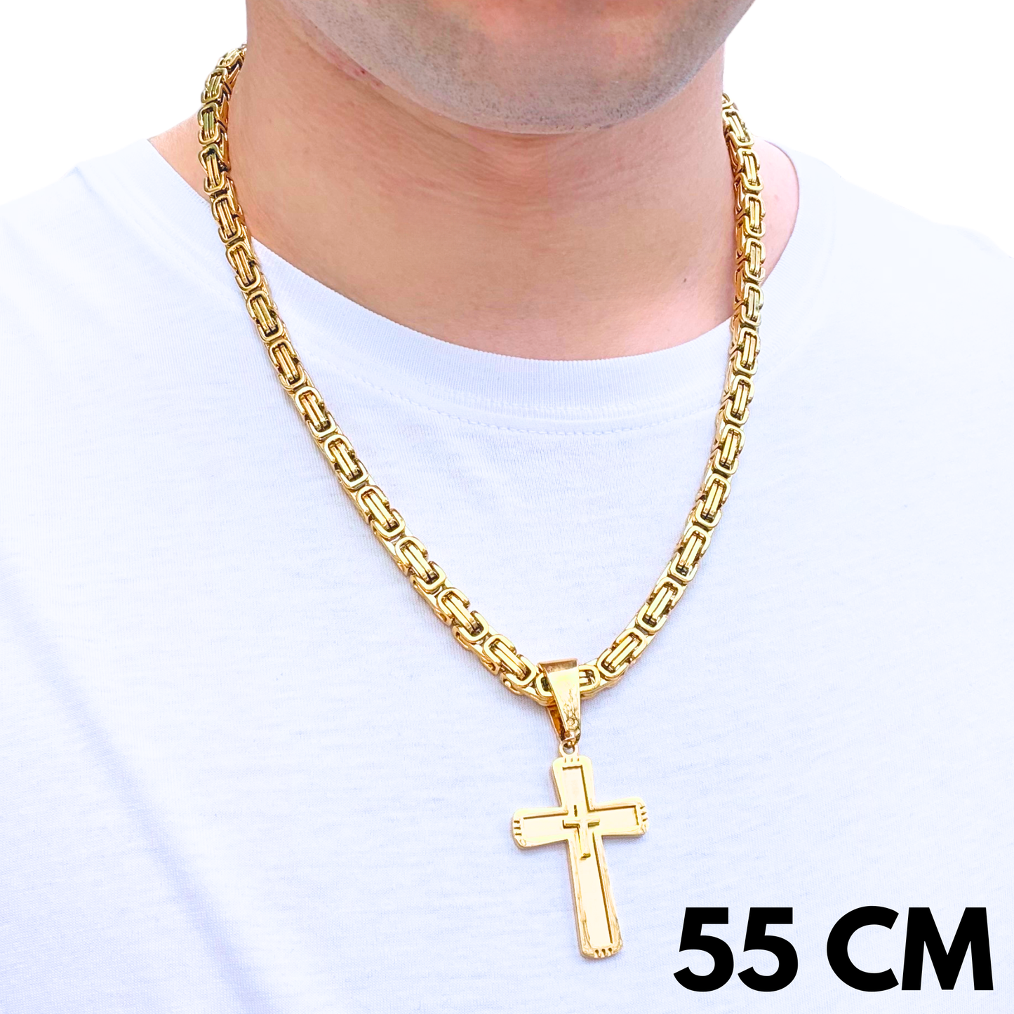 SET - Gold Royal Chain 6mm + Monarch's Cross Pendant Gold