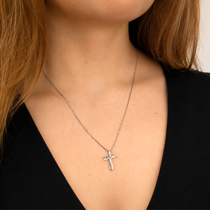 Women's S925 Moissanite Oval Cross Necklace - 0.192ct