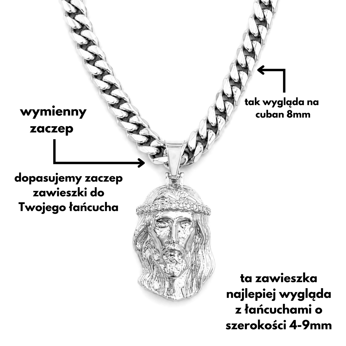 Jesus Diamond Crown Pendant White Gold