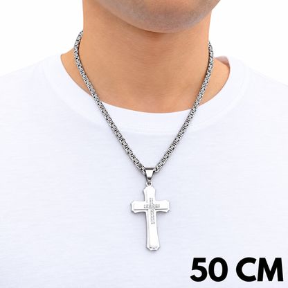 SET - Royal Chain 4mm + Royal Cross Pendant White Gold