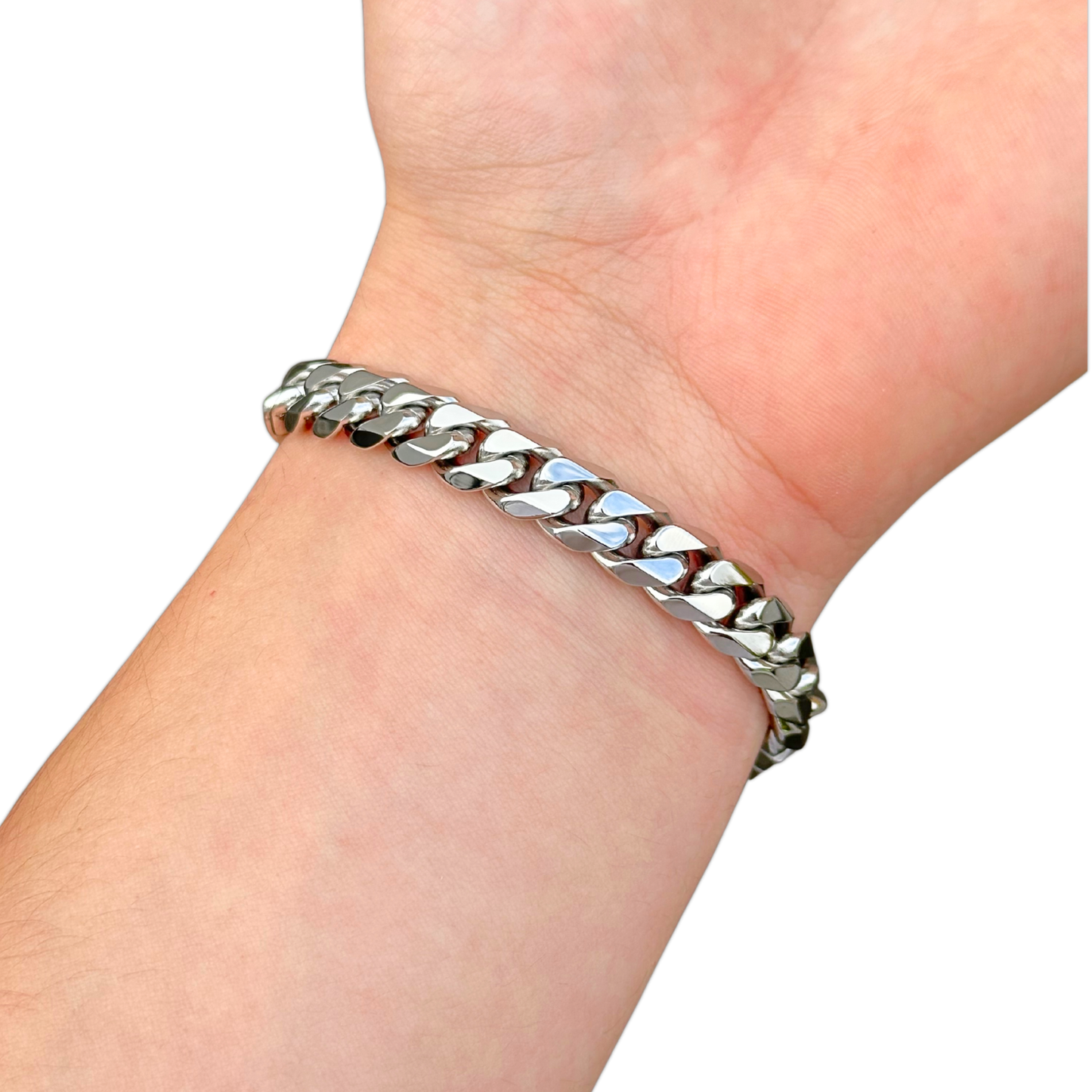 White Gold Cuban Bracelet - 10mm