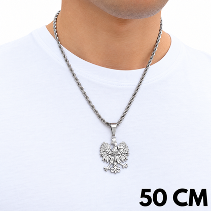 SET - Rope Chain 4mm + Eagle Pendant White Gold