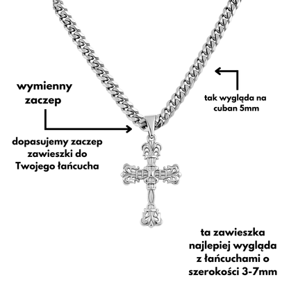 Baroque Cross Pendant White Gold