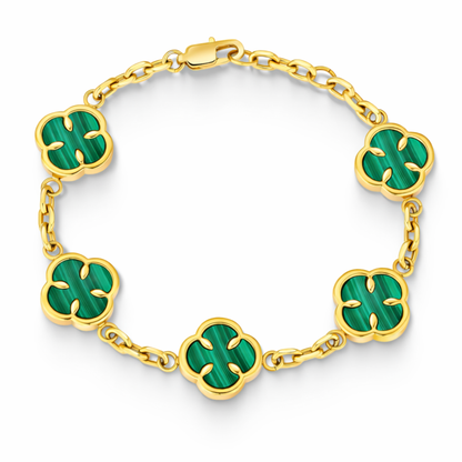 Women's Gold Green Clover Bracelet