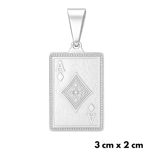 Ace Card Pendant White Gold