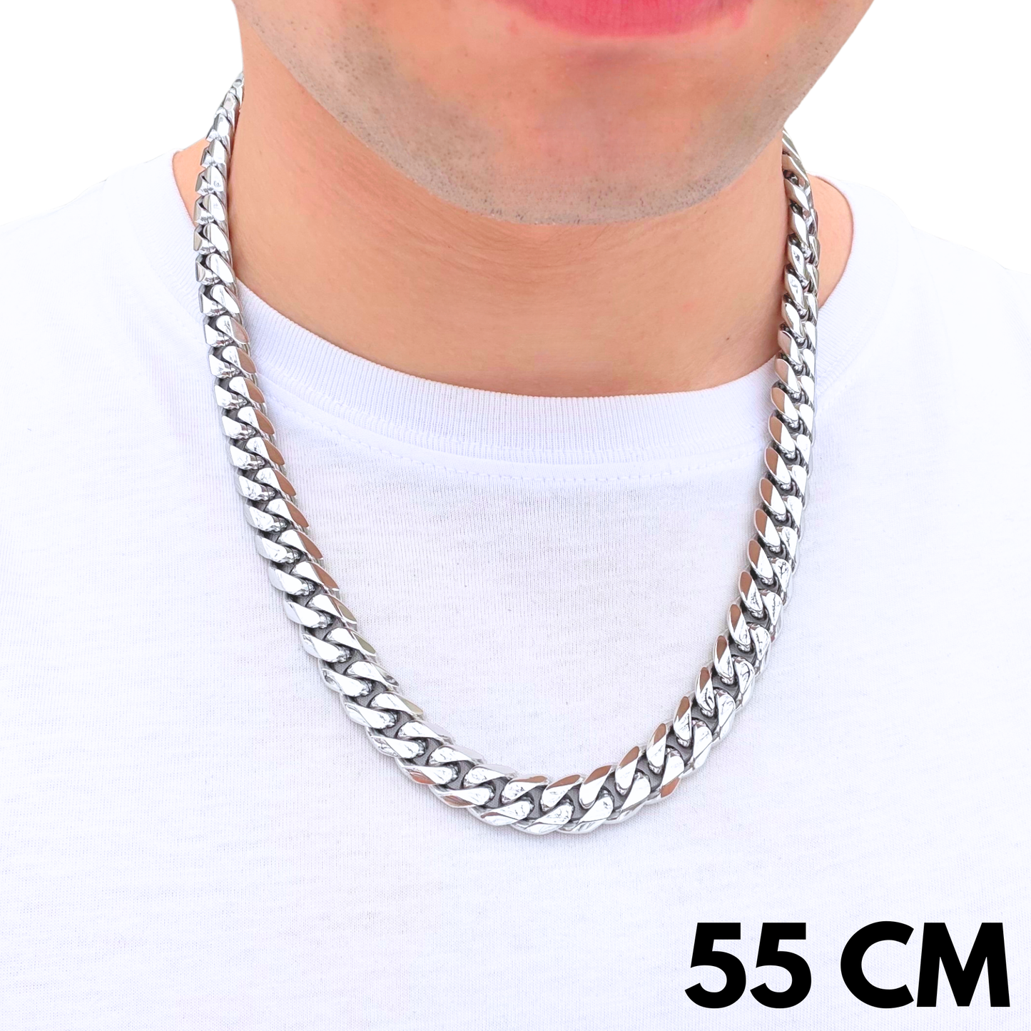 White Gold Cuban Chain - 12mm