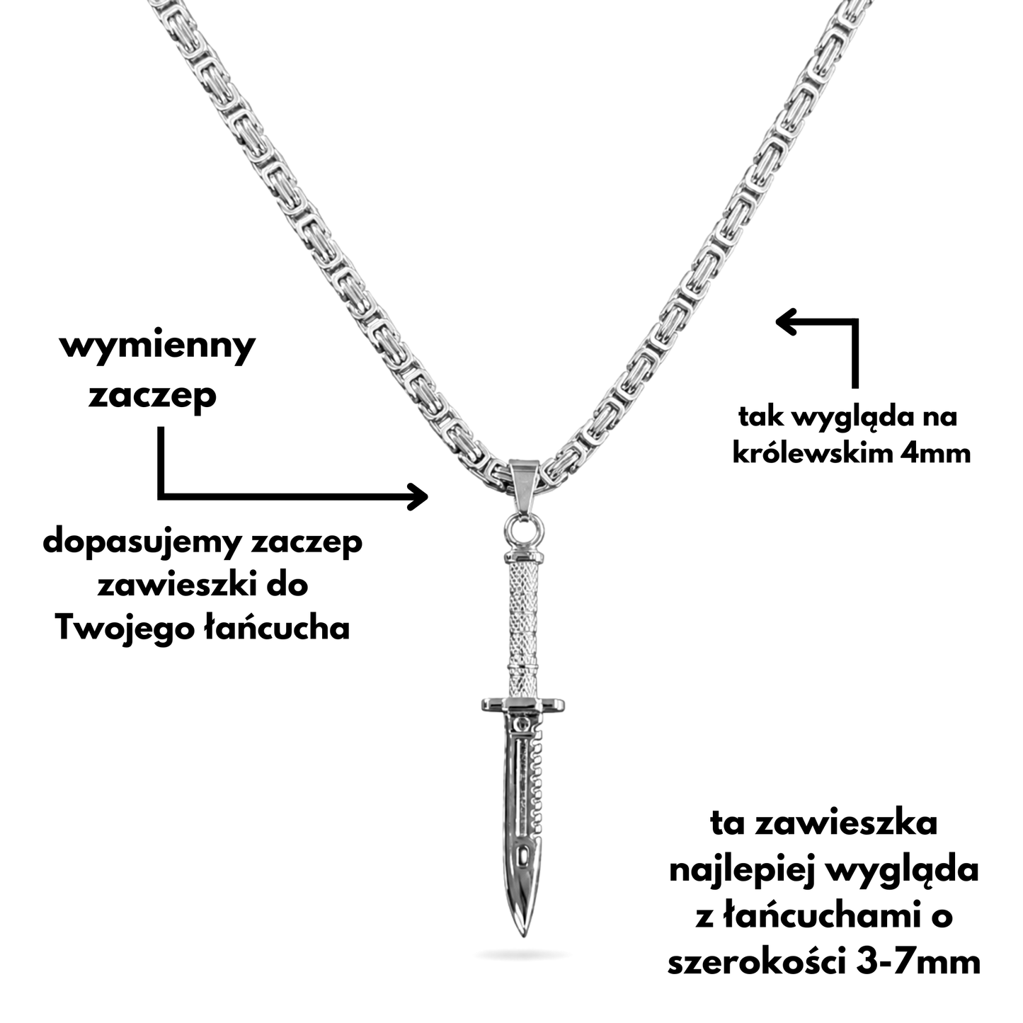 Knife Pendant White Gold