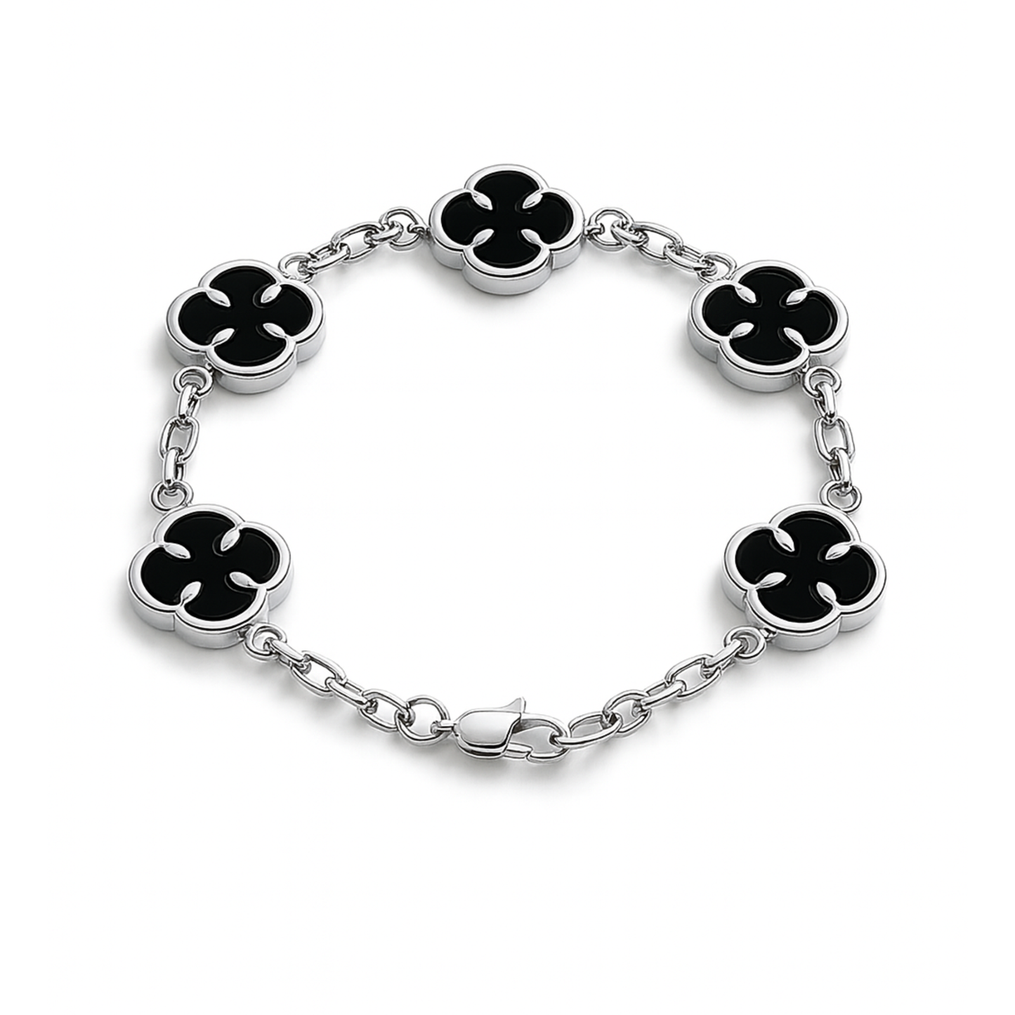Women's Black Clover Bracelet with Onyx