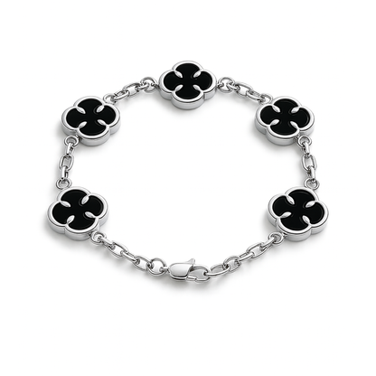 Women's Black Clover Bracelet with Onyx