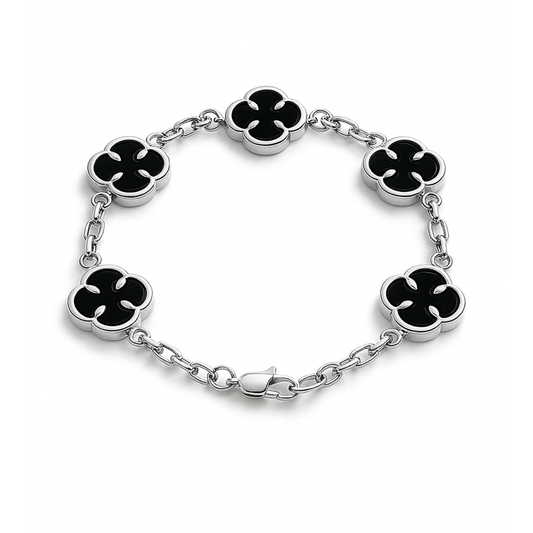 Women's Black Clover Bracelet with Onyx