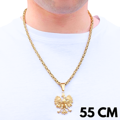 SET - Gold Royal Chain 4mm + Eagle Pendant Gold