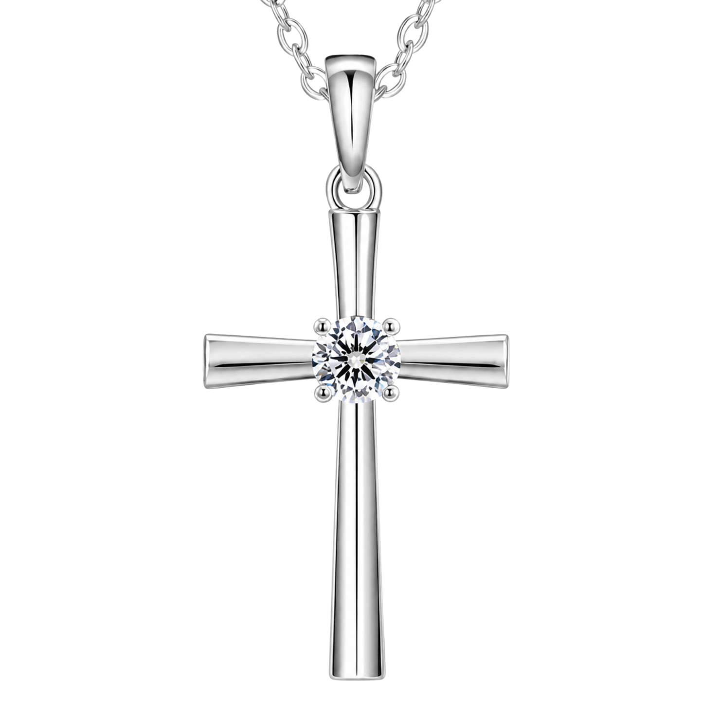 Women's S925 Moissanite Luna Cross Necklace - 0.30ct