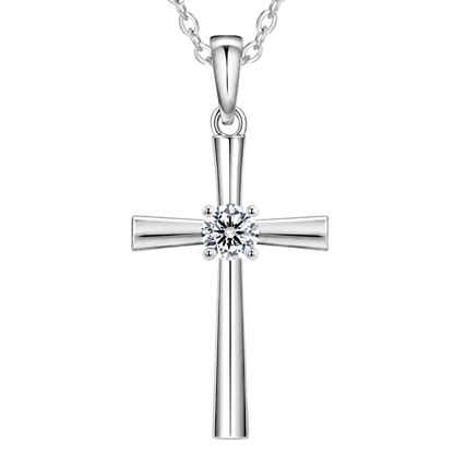 Women's S925 Moissanite Luna Cross Necklace - 0.30ct