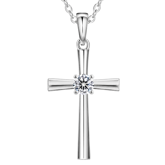 Women's S925 Moissanite Luna Cross Necklace - 0.30ct