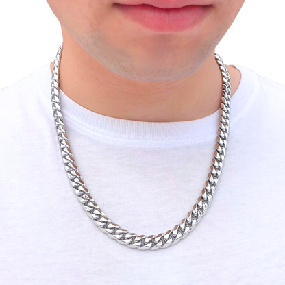 White Gold Cuban Chain - 10mm