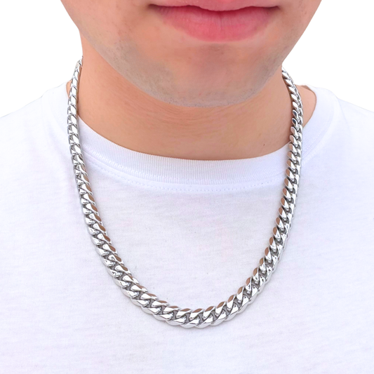 White Gold Cuban Chain - 10mm