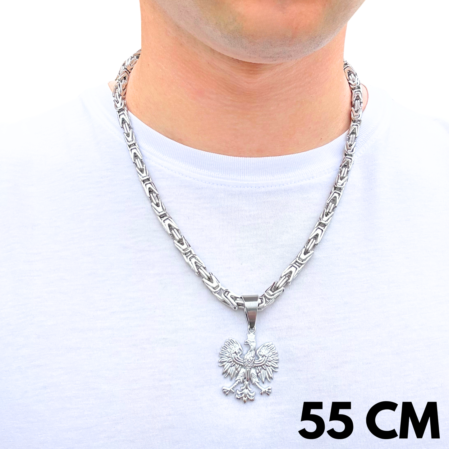 SET - White Gold Imperial Chain 6mm + Eagle Pendant White Gold