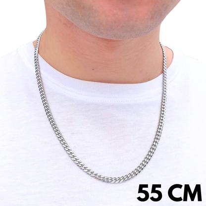 White Gold Cuban Chain - 5mm