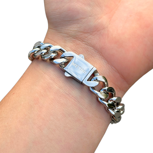 White Gold Cuban Bracelet - 12mm