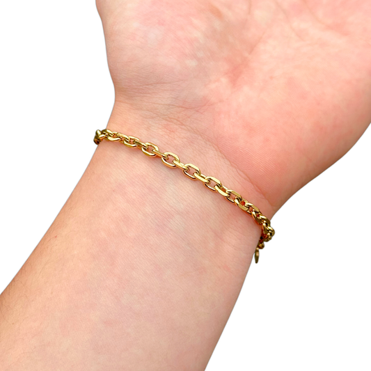 Gold Anchor Bracelet - 4mm