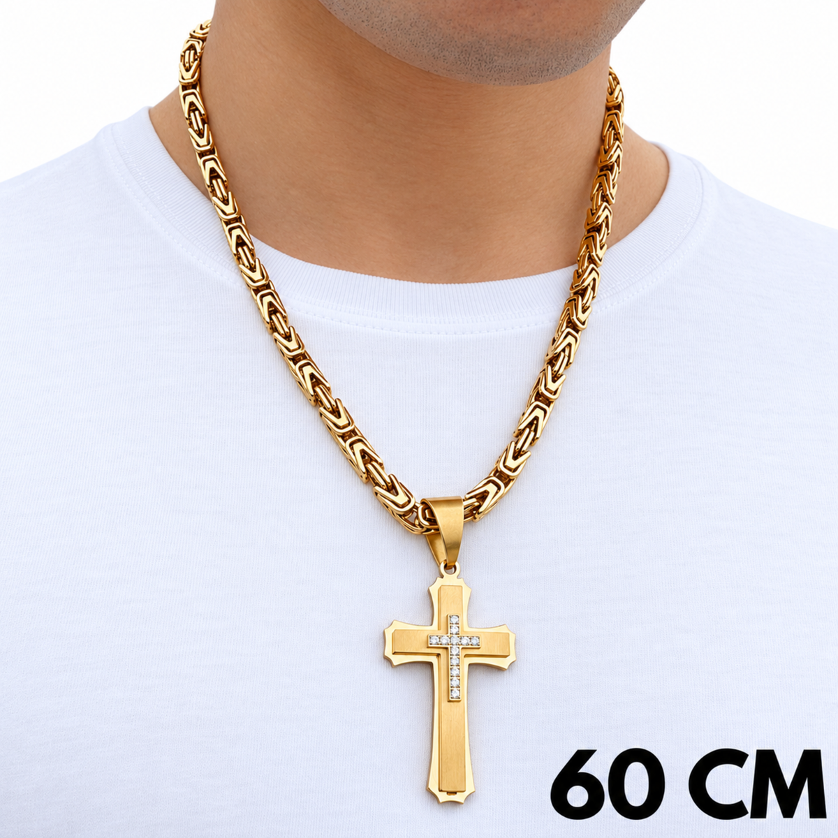 SET - Gold Imperial Chain 6mm + Royal Cross Pendant Gold