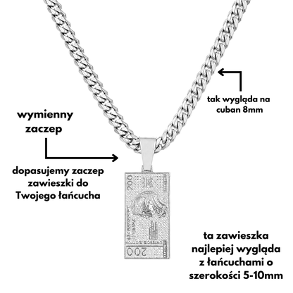 200 PLN Banknote Pendant White Gold